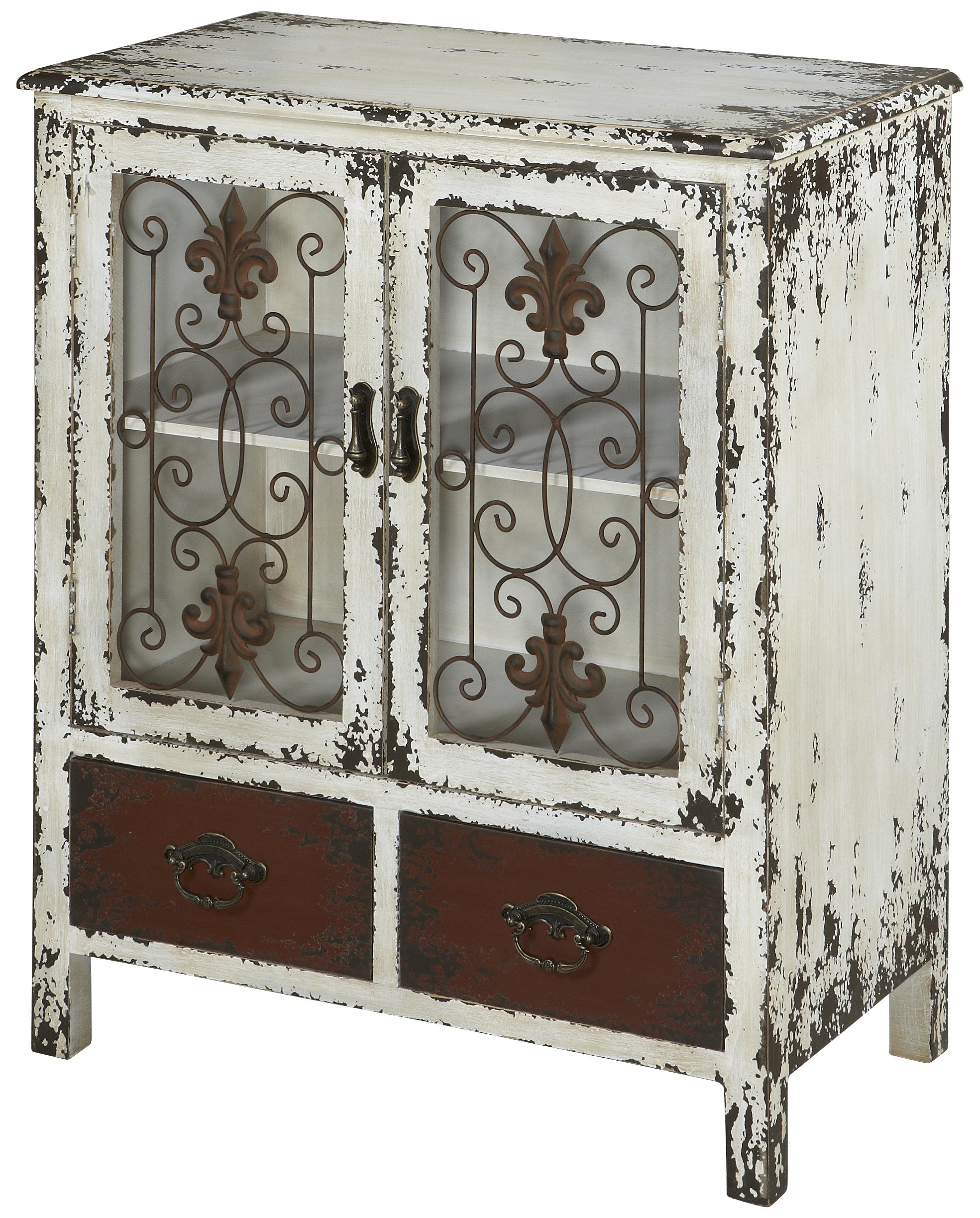 Powell Parcel 2 Door Distressed White Console with 2 Drawers